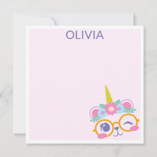 Niedlicher Kawaii Bären Einhorngesicht mit Blume K Mitteilungskarte