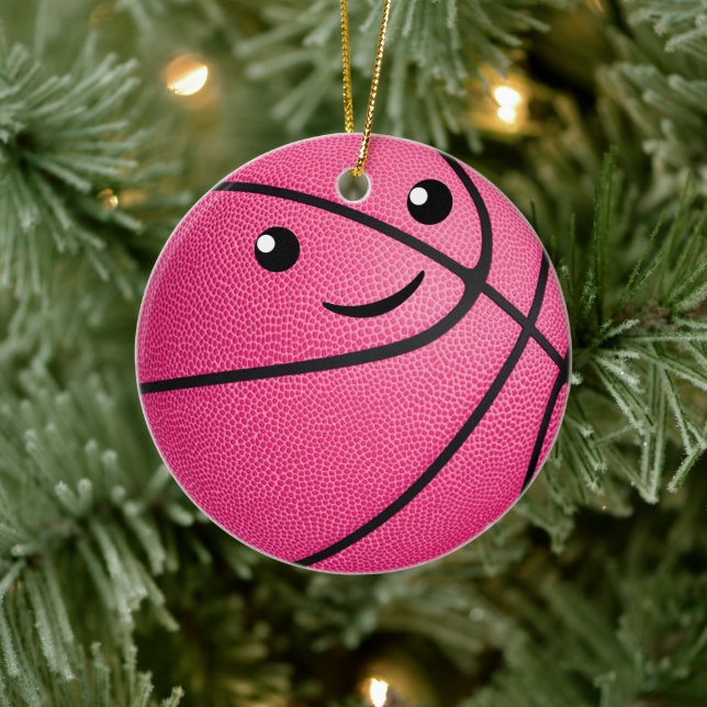 niedlicher Kawaii-Basketball für personalisierte M Keramik Ornament (Baum)