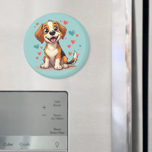 Niedlicher Kawaii-Beagle mit Herz spielendem Hund Magnet