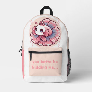 Niedlicher Kawaii Betta Fisch - Rosa Bedruckter Rucksack