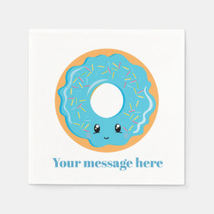 Niedlicher Kawaii-Blauer Donut hinzufügen Serviette