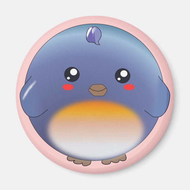 Niedlicher Kawaii-Blauvogelmagnet Magnet (Vorne)