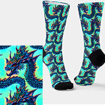 Niedlicher Kawaii Blue Baby Dragon auf Aqua Socken<br><div class="desc">Niedliche Kawaii Blue Baby DragonSocks - - Bilder spiegeln sich in der Symmetrie,  wenn sie getragen werden - sehen Sie mehr großartige Socken Designs in meinem Geschäft.</div>
