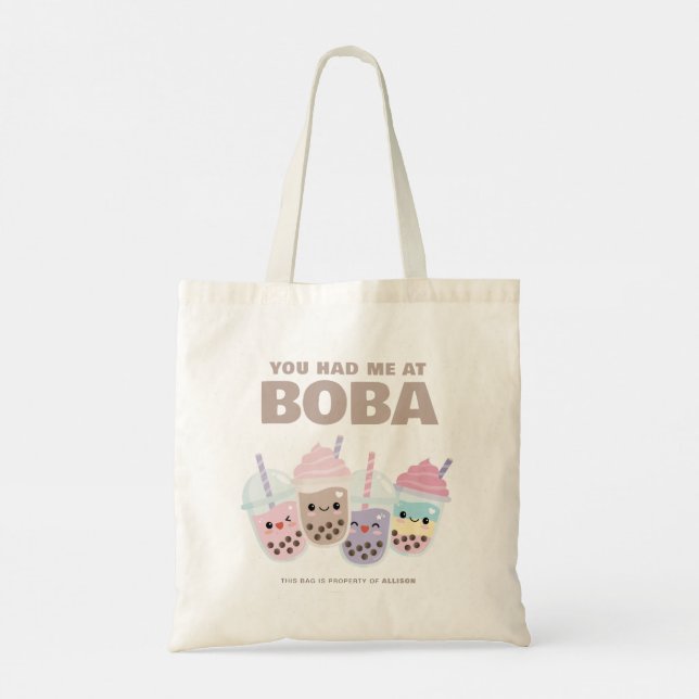 Niedlicher Kawaii Boba Bubble Tee Tote Beutel Tragetasche (Rückseite)