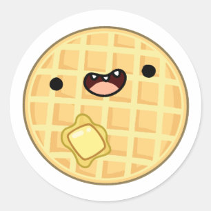 Niedlicher Kawaii-Butterwaffel Runder Aufkleber