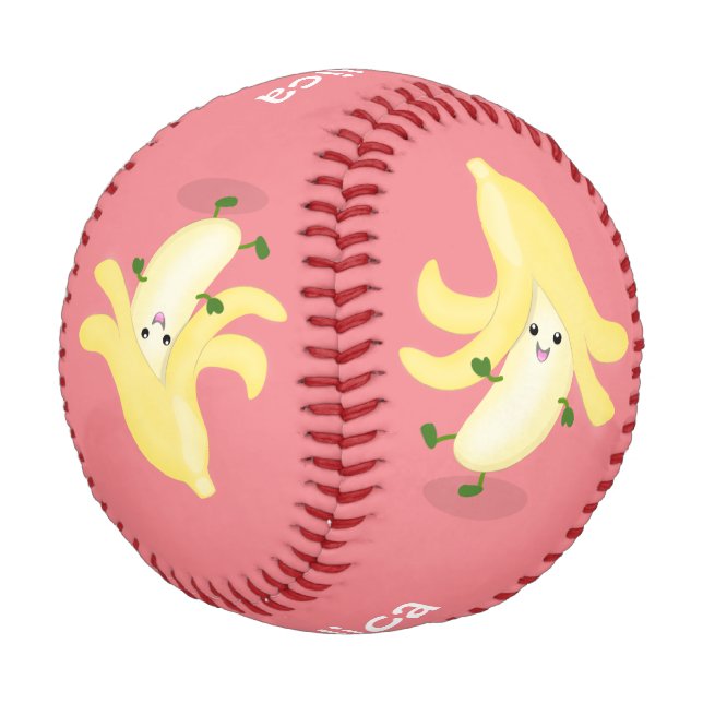 Niedlicher Kawaii-Cartoon Baseball (Schrägansicht)