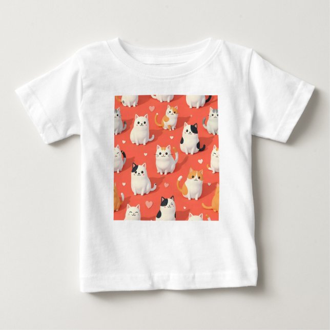 Niedlicher Kawaii Cartoon Katze Nahtloses Muster a Baby T-shirt (Vorderseite)