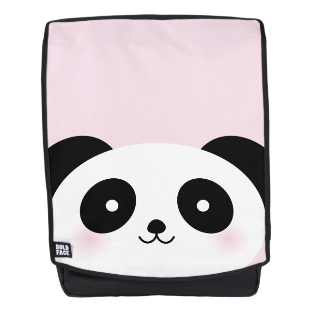 Niedlicher Kawaii Cartoon Panda Bären Face Pink Rucksack (Vorderseite)