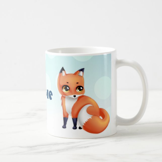 Niedlicher Kawaii Cartoonfuchs Kaffeetasse (Rechts)