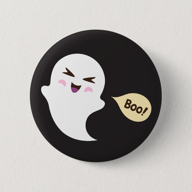 Niedlicher kawaii Cartoongeist-Sprichwort Boo Button (Vorderseite)