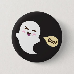Niedlicher kawaii Cartoongeist-Sprichwort Boo Button