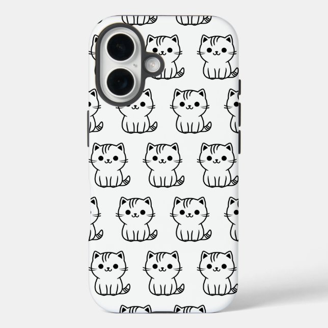 Niedlicher Kawaii Cat Pattern iPhone Case (Rückseite)