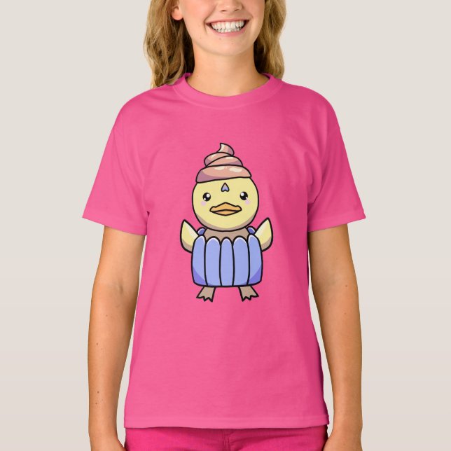 Niedlicher Kawaii Chibi Cupcake Duck T - Shirt für (Vorderseite)
