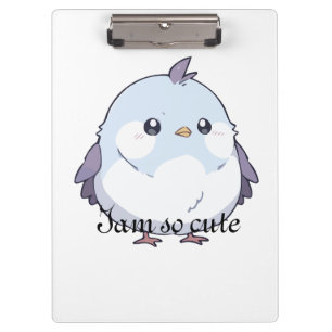 Niedlicher Kawaii Chubby Bird Cartoon - Adorable P Klemmbrett