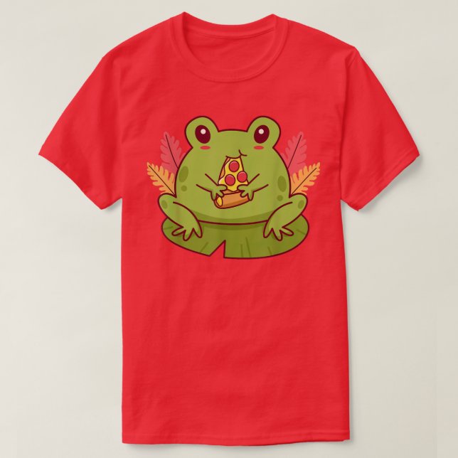 Niedlicher Kawaii Cotattcore Frog Pizza Aesthet es T-Shirt (Design vorne)