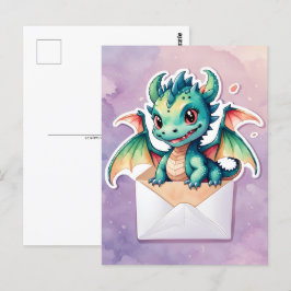 Niedlicher Kawaii-Drache, Postüberquerung Postkart Postkarte
