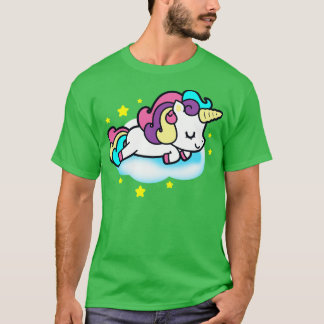 Niedlicher Kawaii Einhornschlafen bei Wolken Unico T-Shirt