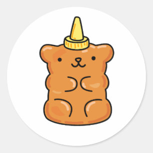 Niedlicher Kawaii Einicorn Gummibär Runder Aufkleber