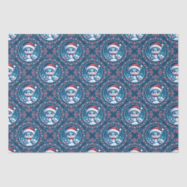 Niedlicher Kawaii-Festbär Mandala Geo Diamond Tile Seidenpapier (Vorderseite)