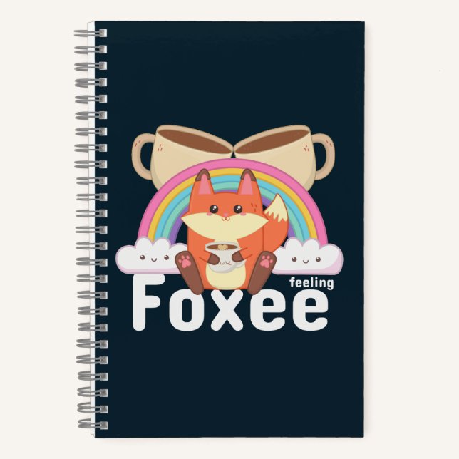 Niedlicher Kawaii-Fox-Kaffee Notizbuch (Vorderseite)
