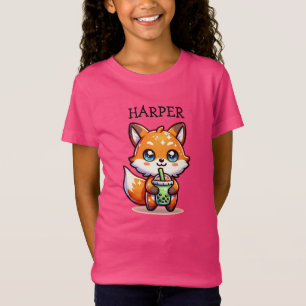Niedlicher Kawaii Fox mit Bubble Tee Personalisier