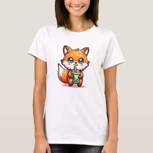 Niedlicher Kawaii Fox mit Bubble Tee Personalisier