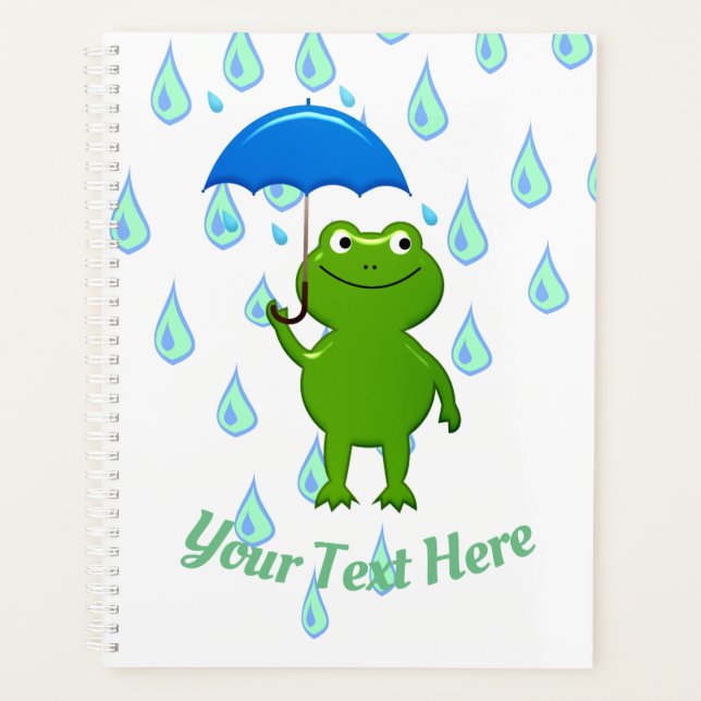 Niedlicher Kawaii Frog und Regen Planer (Vorderseite)
