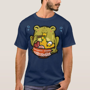 Niedlicher Kawaii Frosch fresst Ramen Noodles mit T-Shirt