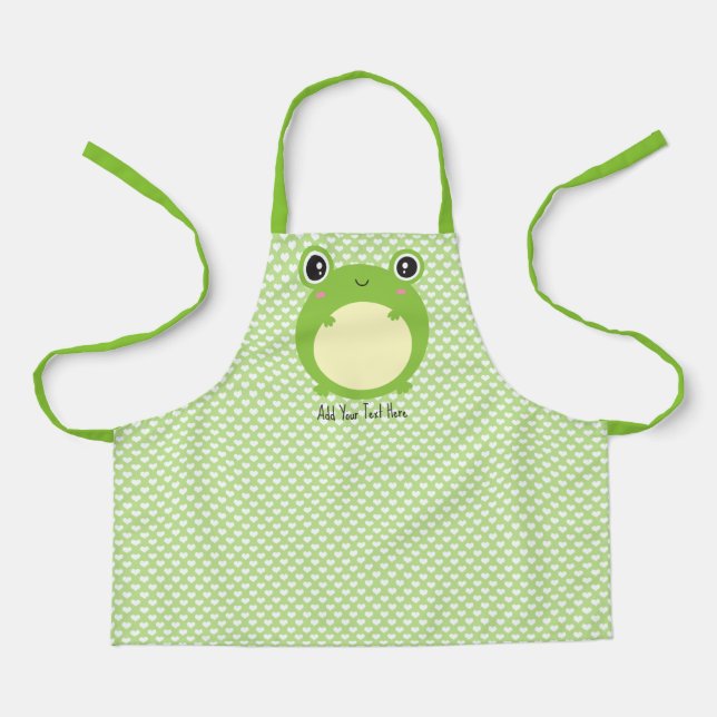 Niedlicher Kawaii Frosch mit Personalisiertem Text Schürze (Vorderseite)