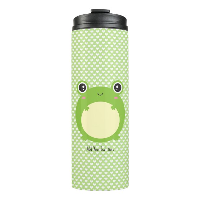 Niedlicher Kawaii Frosch mit Personalisiertem Text Thermosbecher (Vorderseite)