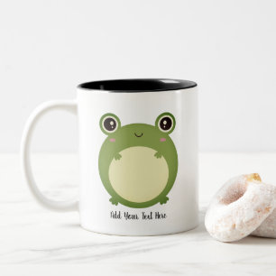 Niedlicher Kawaii-Frosch mit Personalisiertem Text Zweifarbige Tasse