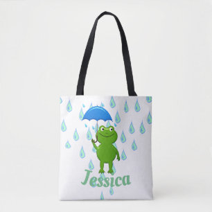 Niedlicher Kawaii-Frosch und Regen