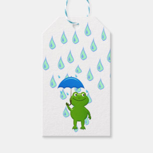 Niedlicher Kawaii-Frosch und Regen Geschenkanhänger