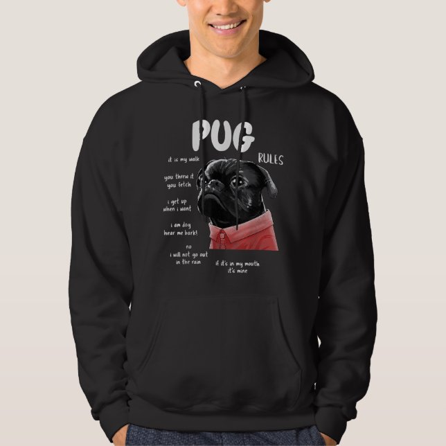 Niedlicher Kawaii Funny Black Mops Dog Regeln Gesc Hoodie (Vorderseite)