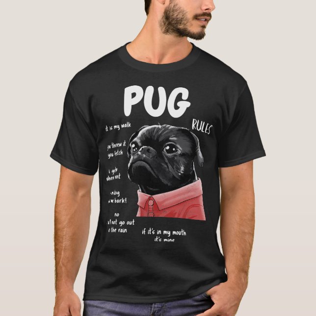 Niedlicher Kawaii Funny Black Mops Dog Rules - Män T-Shirt (Vorderseite)