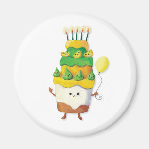 Niedlicher Kawaii Geburtstags-Kuchen Magnet