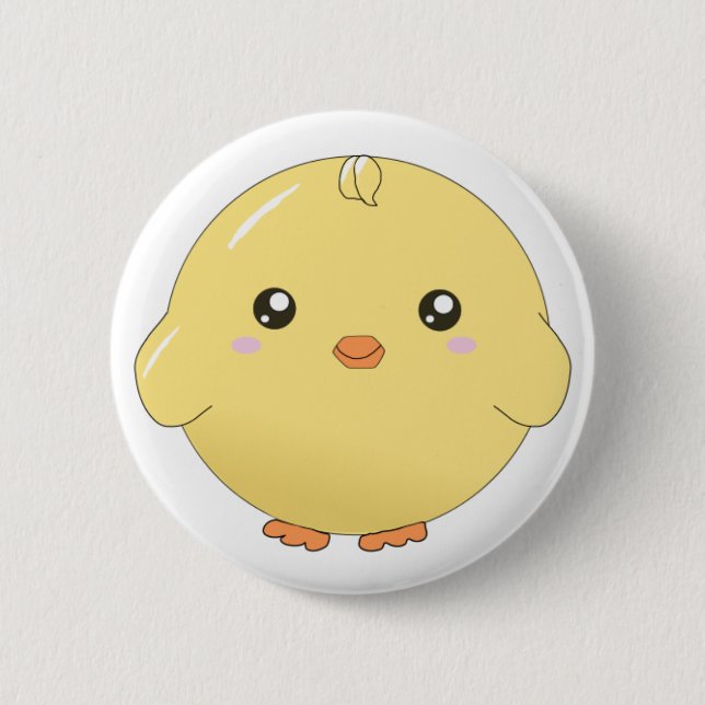 Niedlicher kawaii Gelb-Kükenknopf Button (Vorderseite)