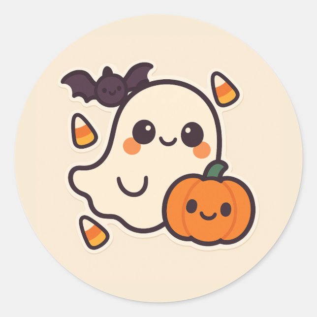 Niedlicher Kawaii Ghost Halloween Sticker für Kind (Vorderseite)