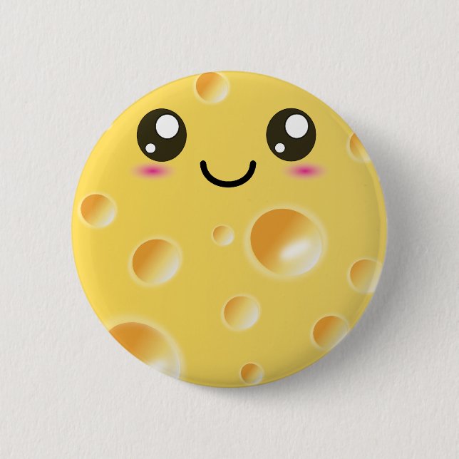 Niedlicher Kawaii glücklicher Käse Button (Vorderseite)