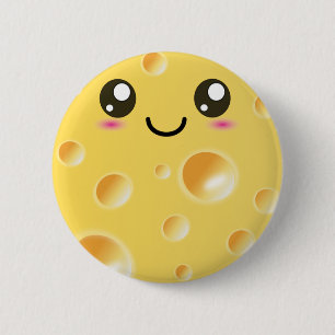 Niedlicher Kawaii glücklicher Käse Button