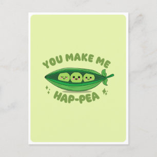 Niedlicher Kawaii Green Peas Veggie Food Pub Liebe Postkarte