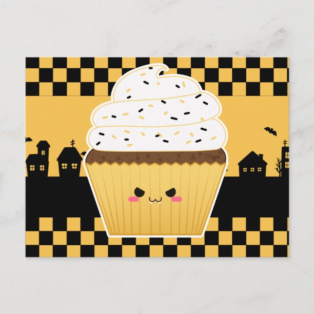 Niedlicher Kawaii Halloween-Kuchen Postkarte (Vorderseite)