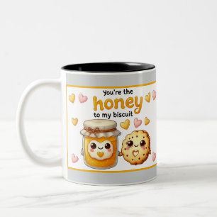 Niedlicher Kawaii Honig und Biscuits Zweifarbige Tasse