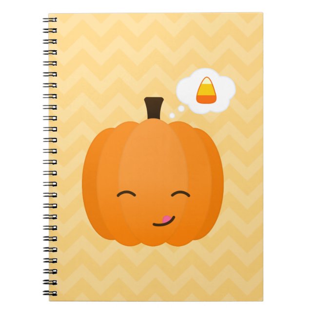 Niedlicher Kawaii-Jack o'Lantern und Candy Corn Notizblock (Vorderseite)