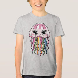 Niedlicher Kawaii-Jellyfish mit Rainbow-Tentacles Tri-Blend Shirt