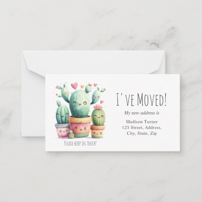 Niedlicher Kawaii Kaktus Ich habe die Ankündigungs Mitteilungskarte (Vorderseite)