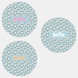 Niedlicher kawaii kitty muster azurblau name etiketten