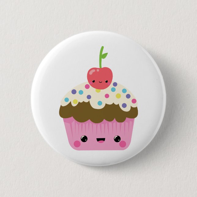 Niedlicher Kawaii kleiner Kuchen Button (Vorderseite)