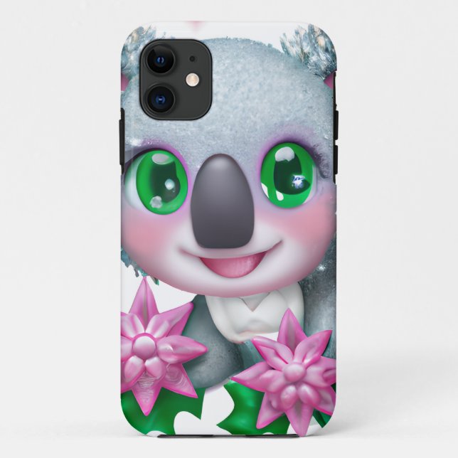 Niedlicher Kawaii-Koala-Bär mit Blume Case-Mate iPhone Hülle (Rückseite)