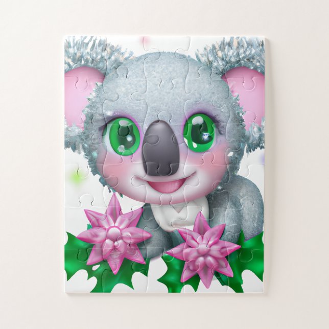 Niedlicher Kawaii-Koala-Bär mit Blume Puzzle (Vertikal)